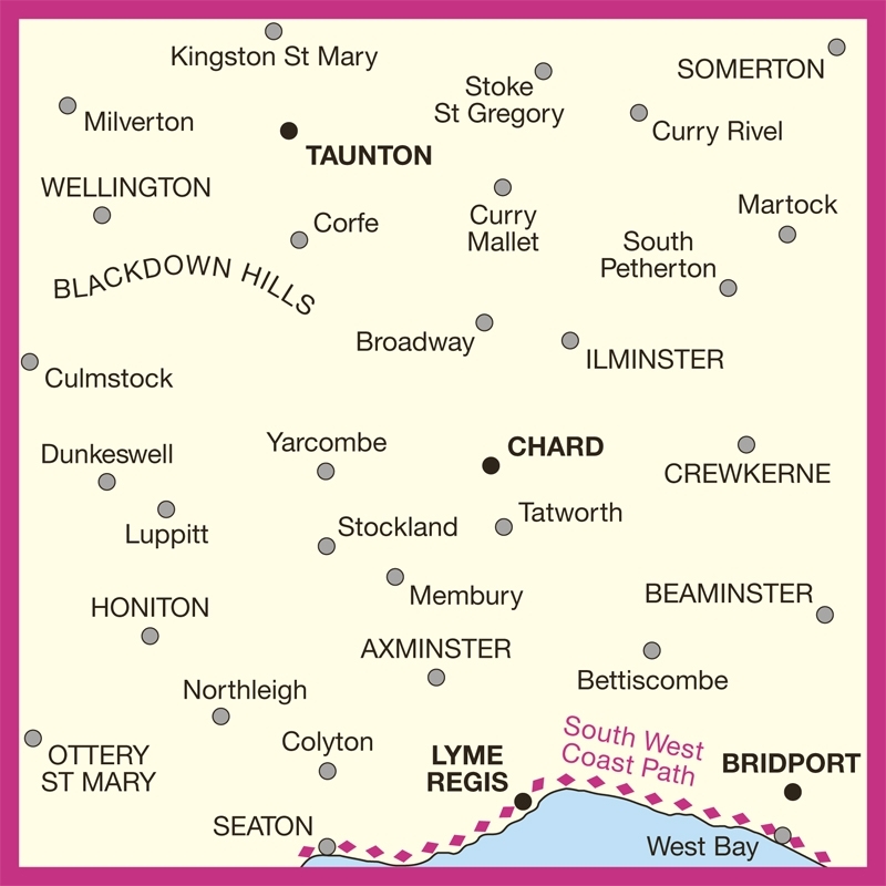 MAP,O/S Taunton & Lyme Regis (with Download)
